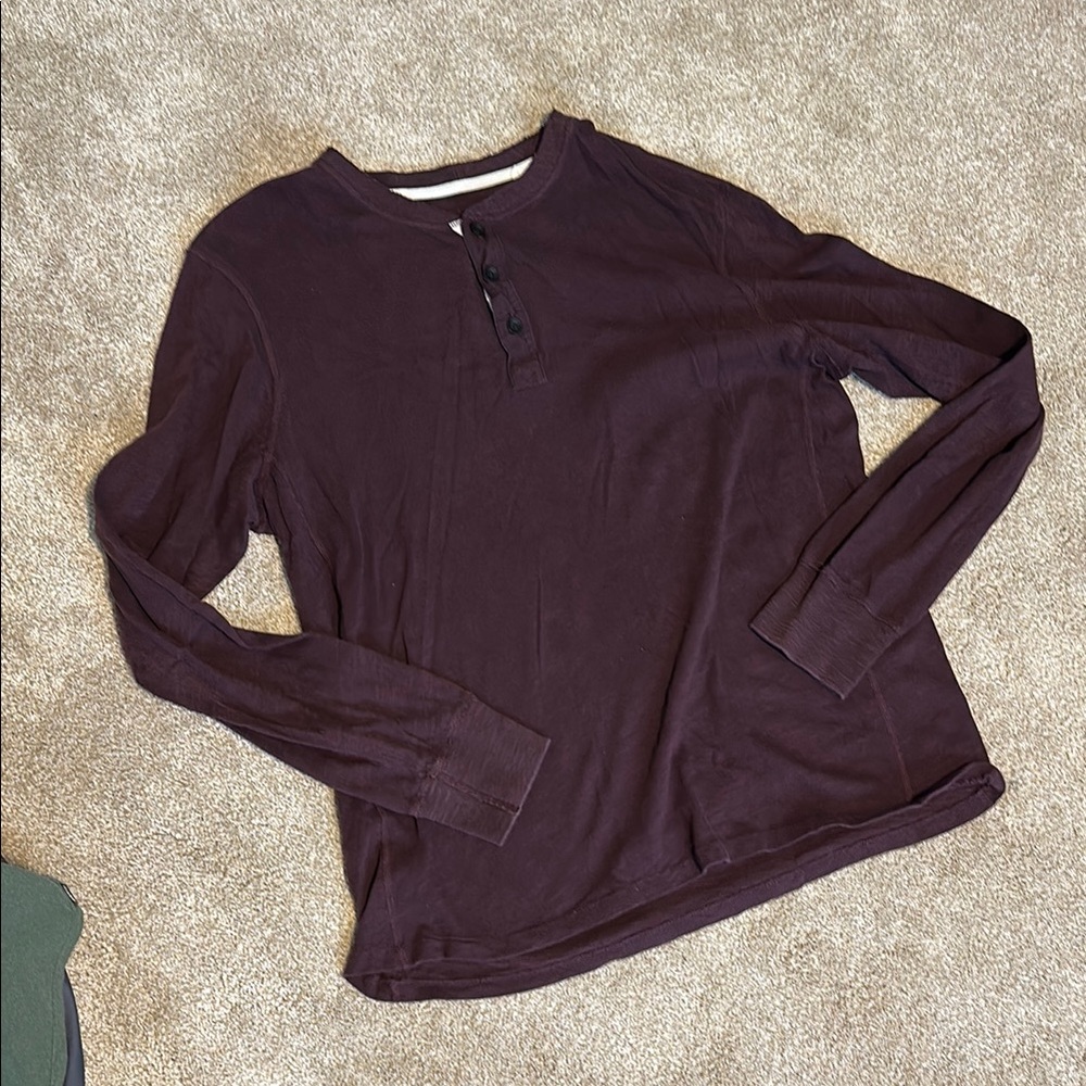 Men's Long Sleeve Henley Shirt in Maroon